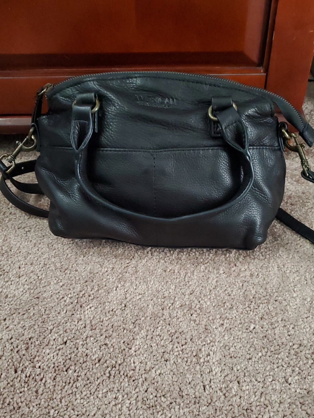 Leather Crossbody Satchel - Black